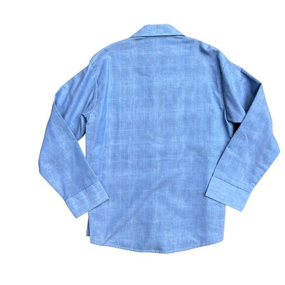 VINTAGE FIELDMASTER Perma-Prest Men’s Blue Chambray Flannel Button Up Size M - Picture 2 of 7